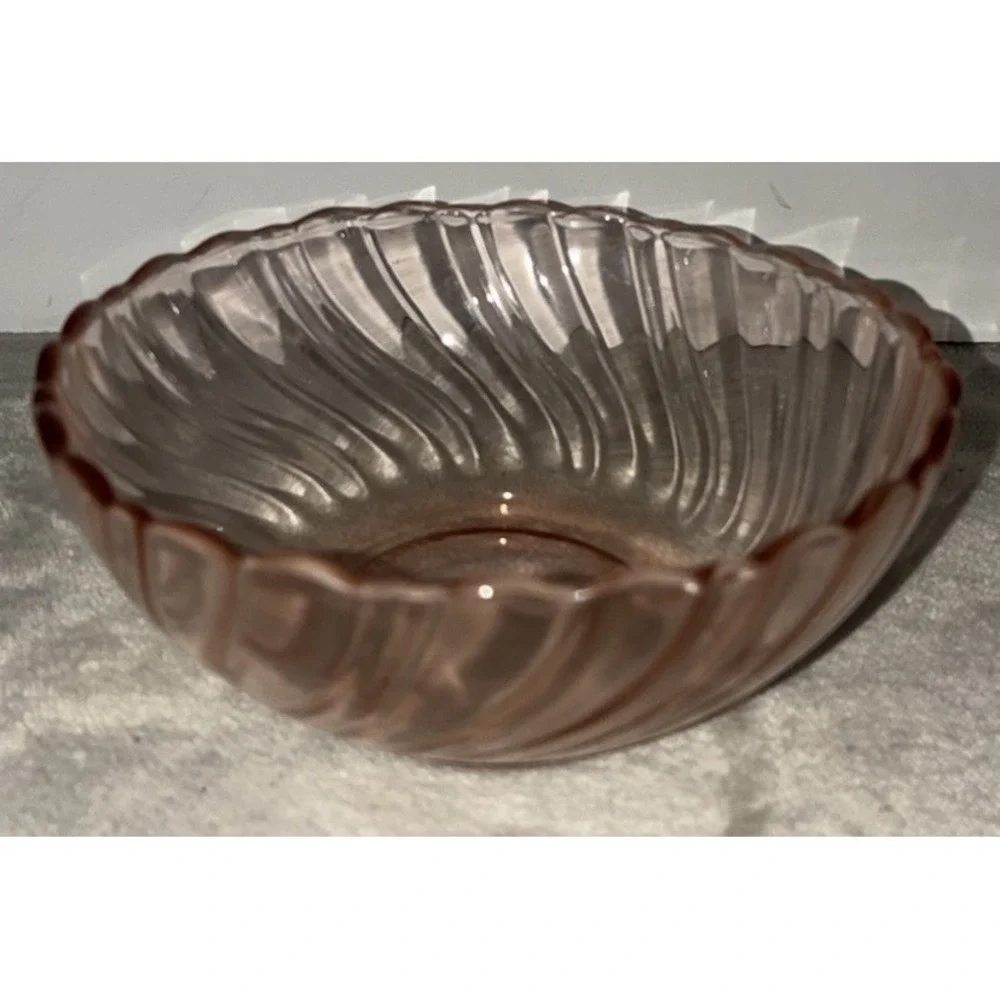 Arcoroc‎ Dessert Bowl Pink Depression Glass Rosaline Swirl 5